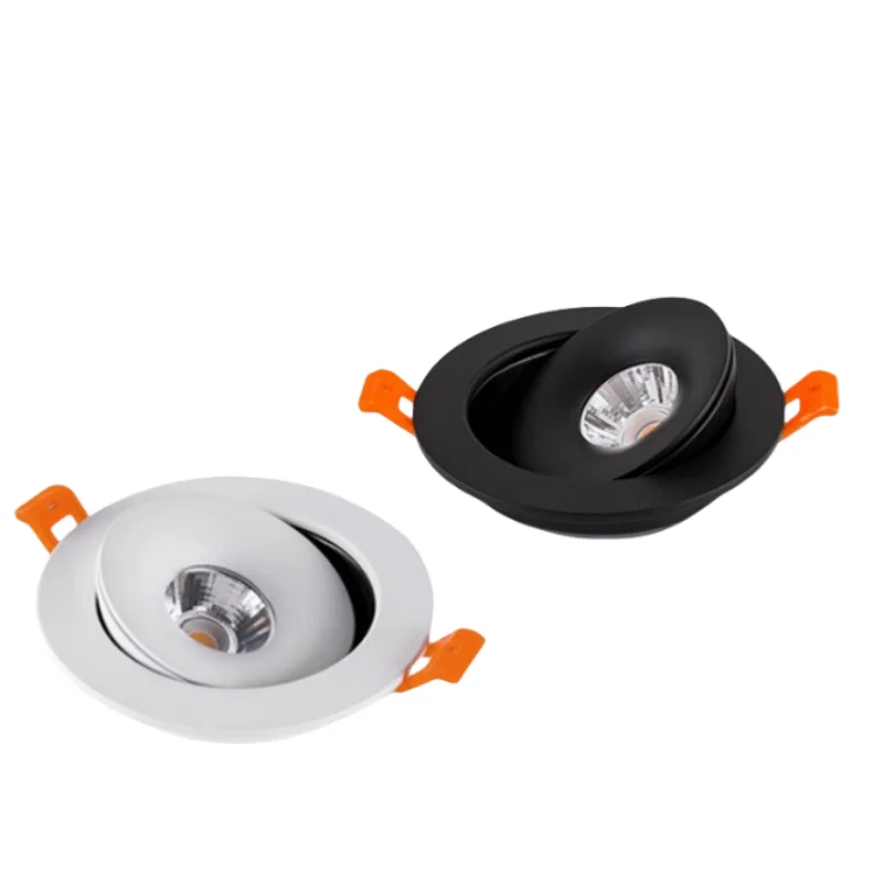 Spot Led Downlight Lámpara empotrable de techo regulable blanco negro interior 360 °   Salón ajustable