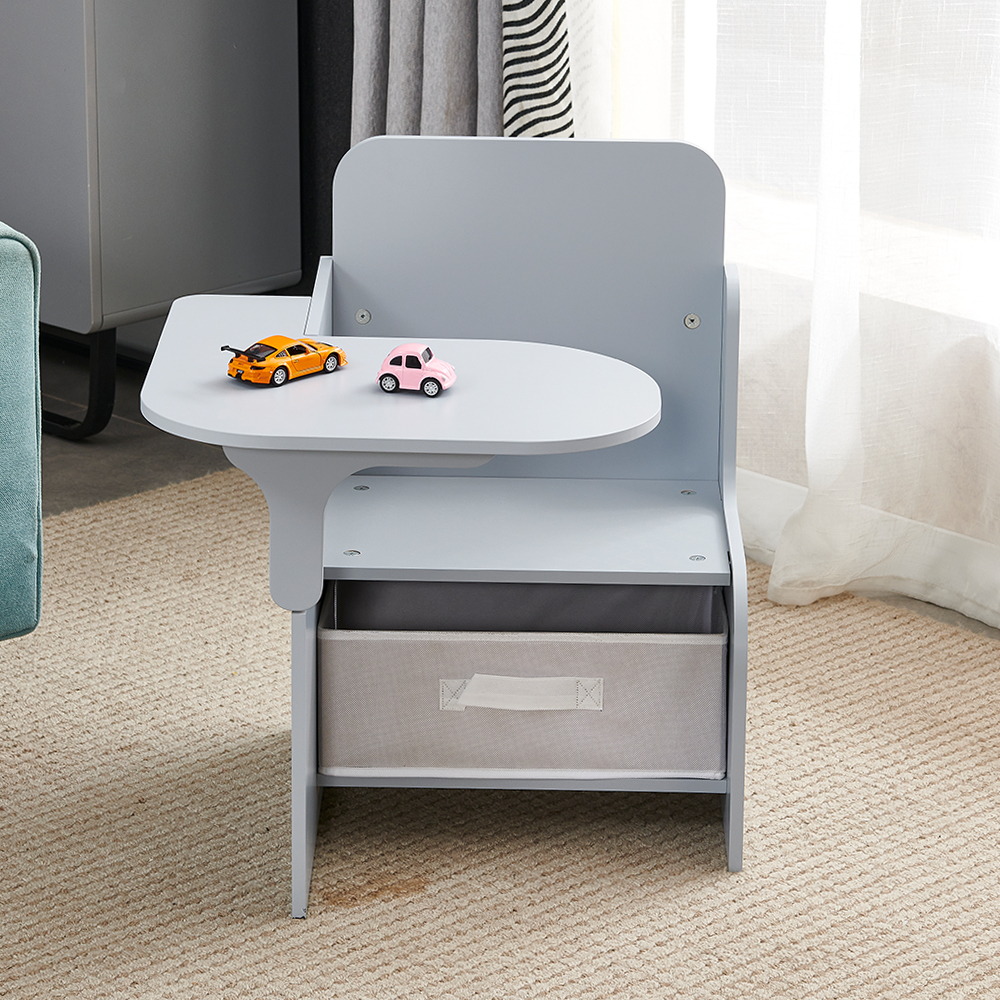 BonChoice Kids Table and Chairs with Storage Bin Wooden Toddler Table and Chairs Sets 2 in 1 Children Chair Desk for Study