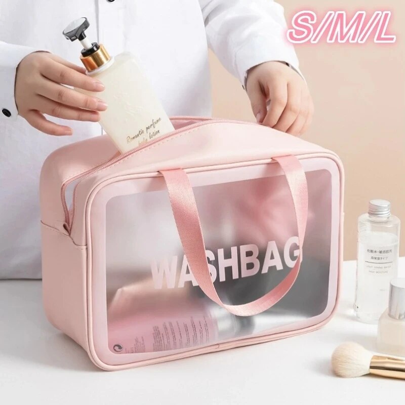 Armazenamento de viagem produtos de higiene pessoal organizar mulheres à prova dwaterproof água pvc cosméticos saco portátil transparente zíper compõem caso kit lavagem feminina