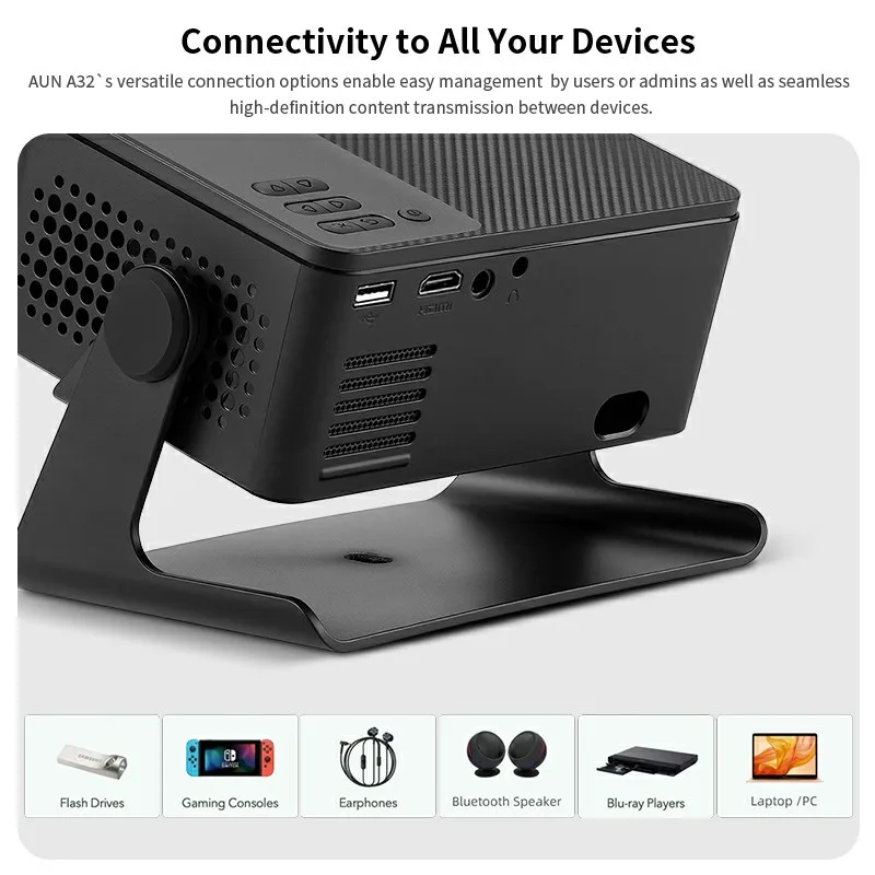 Proyector AUN A32 cine en casa portátil 1280*720P videoproyector MINI teatro WIFI espejo Android IOS SmartPhone 1080P 4K película