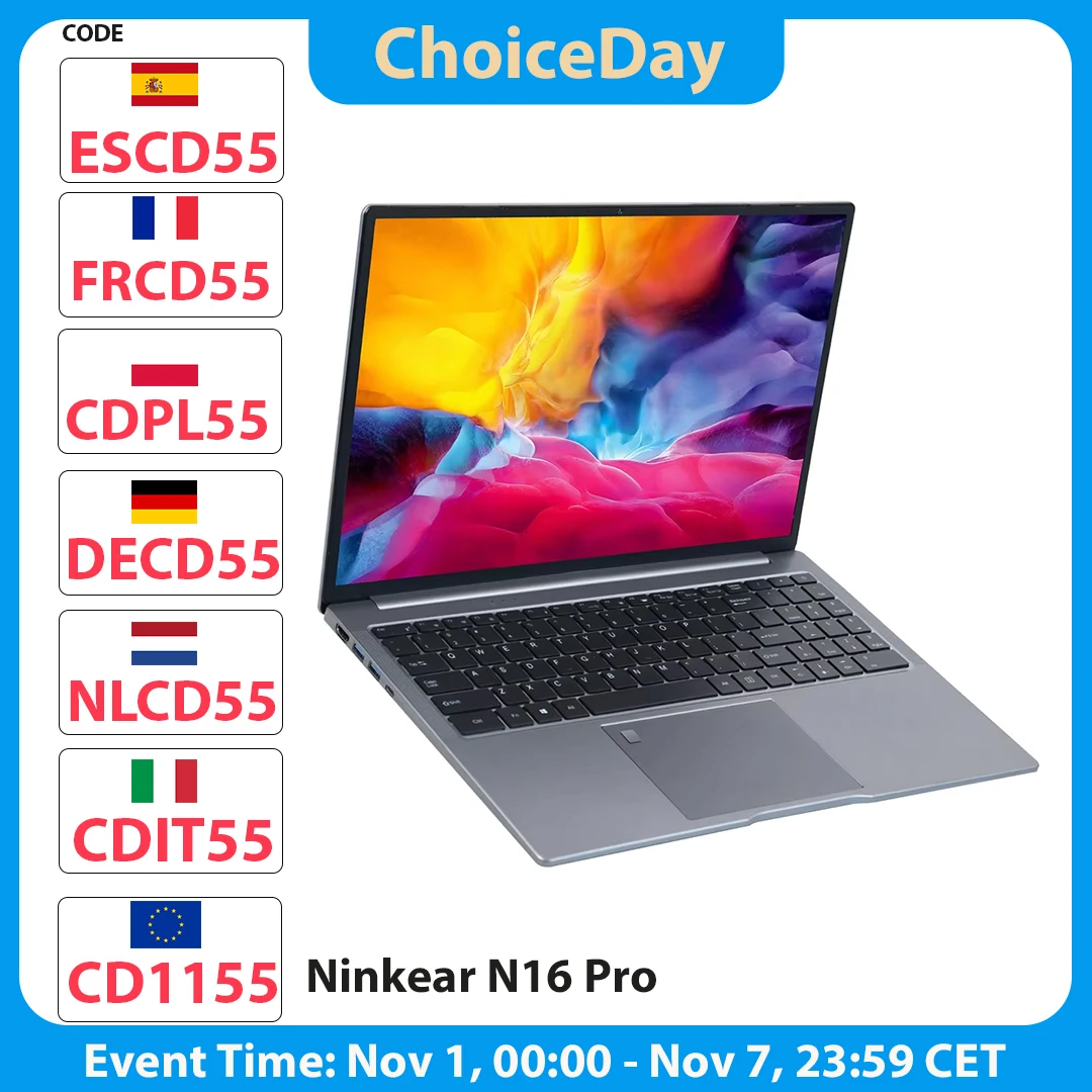 Laptop Ninkear N16 Pro, schermo Ips 120Hz da 16 pollici 2,5K, Intel Core I9-13900Hk 5,4Ghz, 32Gb Ddr4 3200Mhz Ram, 1Tb Pcie Ssd, Wifi 6