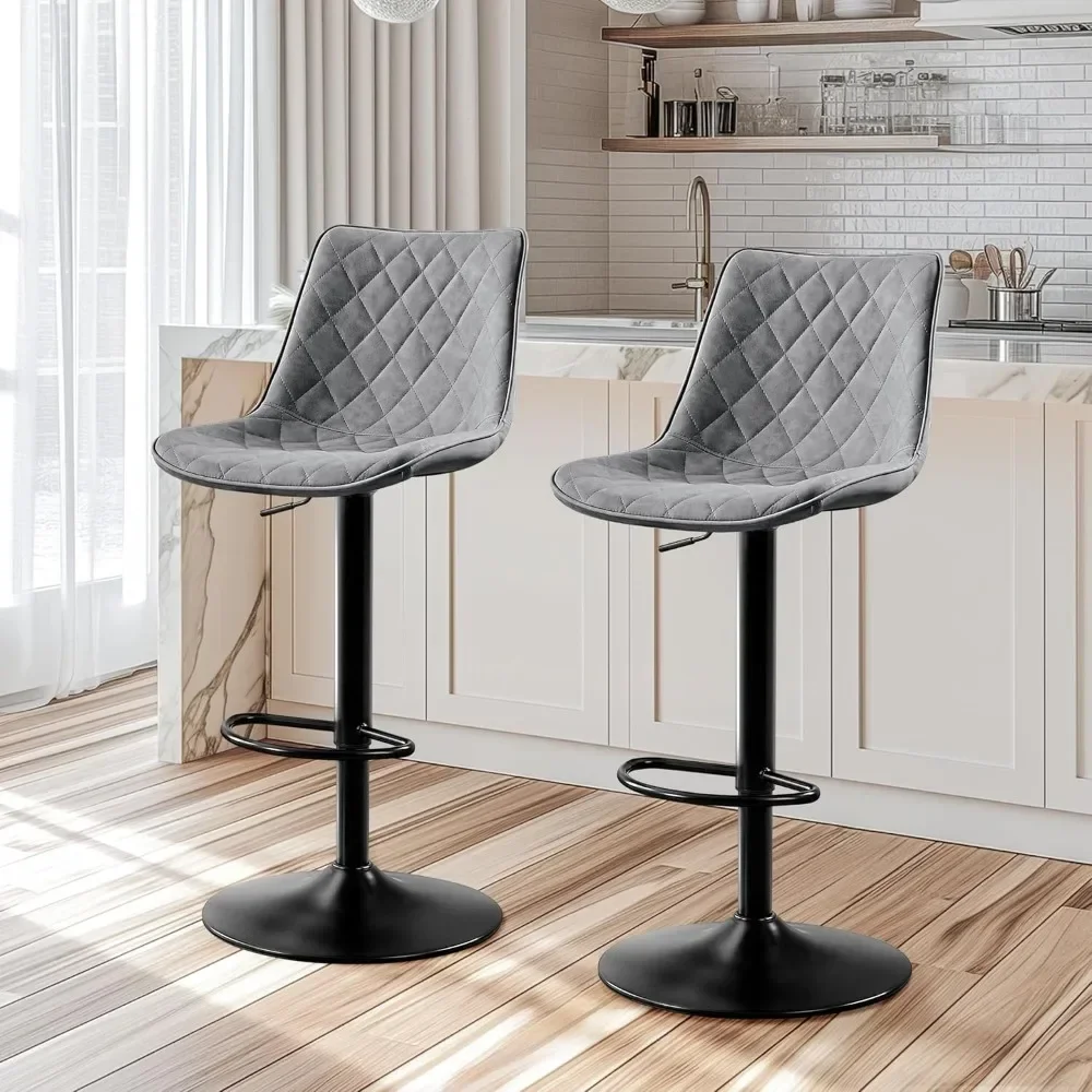Modern Bar Stool Height Adjustable Scratch-Resistant Leather Bar Chair X-Large Base and Seat Bistro Stool, Heavy Duty Kitchen