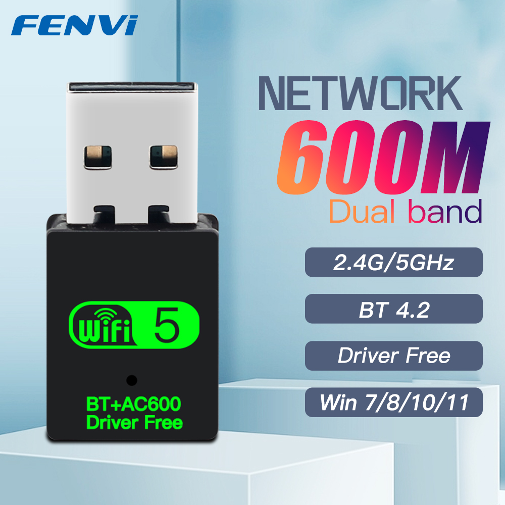 600Mbps BT 4,2 Mini USB WiFi adaptador inalámbrico Dongle banda Dual 2,4G/5Ghz tarjeta de red Wlan 802.11AC para PC portátil Windows 7/8/10