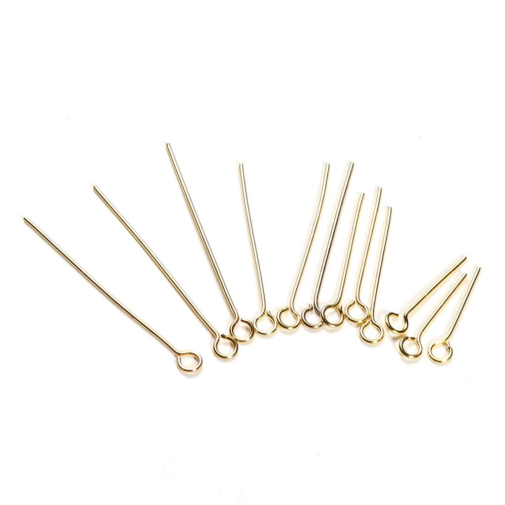 100 ชิ้น 0.6 มิลลิเมตรสแตนเลสสตีลน้ําทองสี Eye Pins Hooks DIY ต่างหูผลการค้นหาสําหรับงานฝีมือทําด้วยมือเครื่องประดับ 20/30 มิลลิเมตร