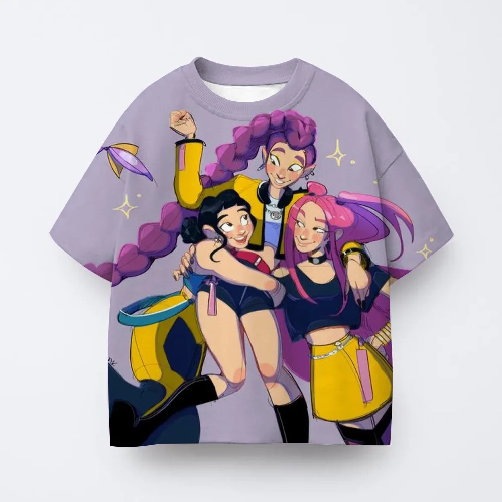 幼児女の子服 Kpop 悪魔ハンター漫画 Tシャツファンへの面白いギフト原宿クールキッズ Tシャツ綿夏トップス