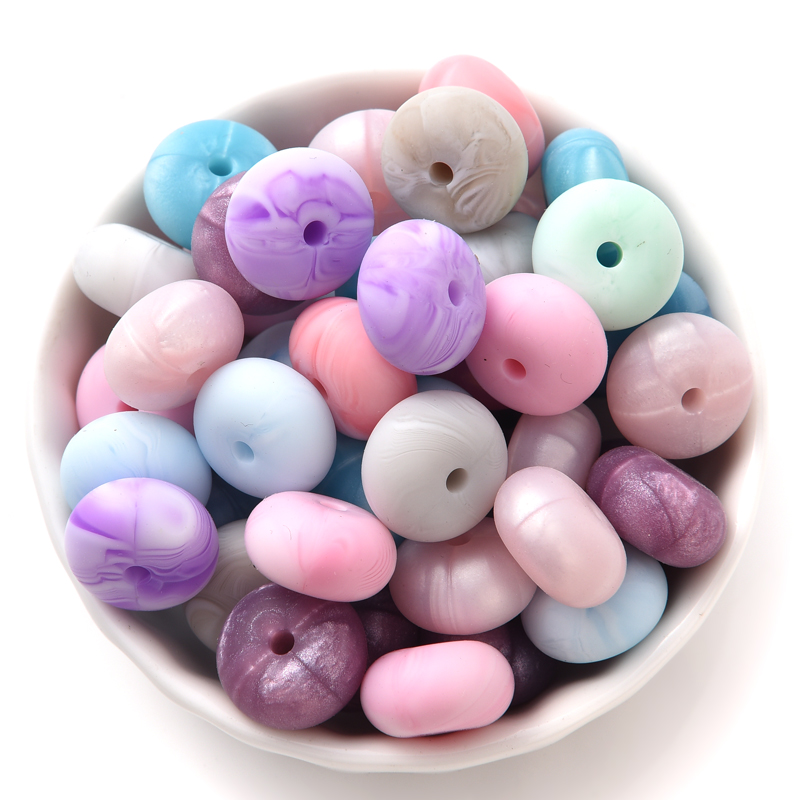 Mini ábaco de silicona de 14mm y 50 Uds., platillo de calidad alimentaria, cuentas sueltas para mordedor de bebé, collar, chupete, Clip, fabricación de joyas