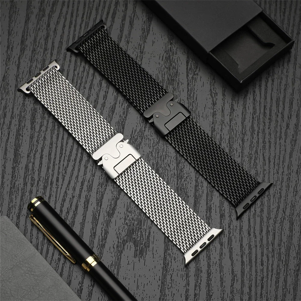 Milanese Loop Strap für Apple Watch Band Ultra 2 49 mm 46 mm 45 mm 44 mm 42 mm Edelstahl Metall für iWatch Serie 10 9 8 7 6 5 4