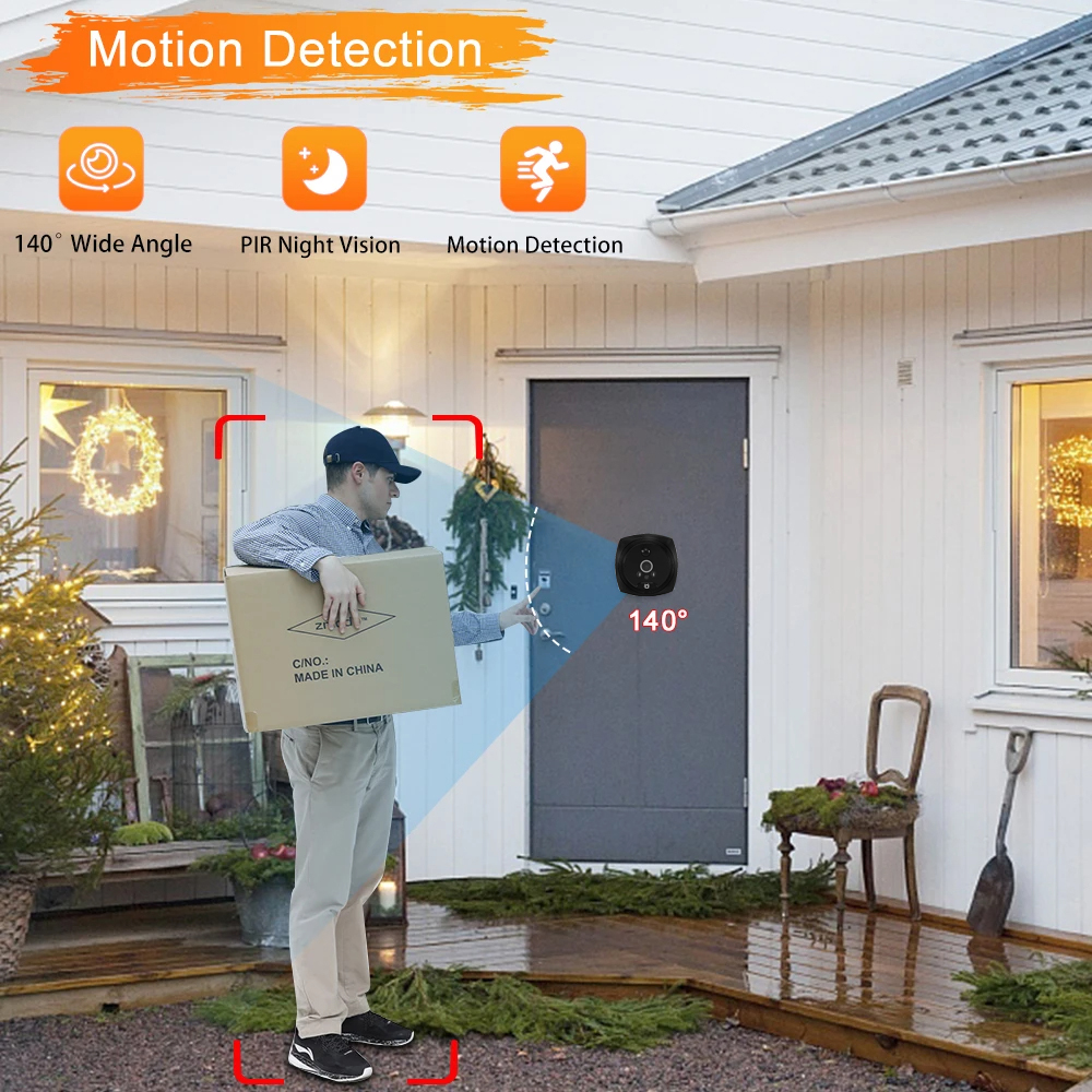 4.5 Polegada 1080p visualizador de porta digital casa inteligente olho mágico campainha câmera pir detecção movimento visão noturna vídeo campainha
