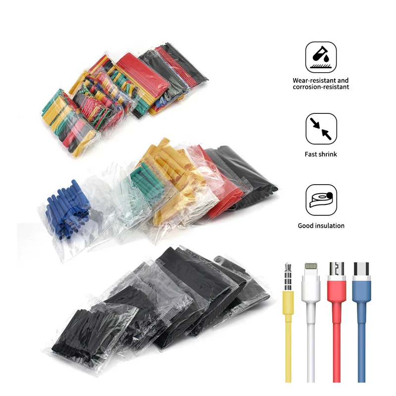 60-560 Chiếc Ống Co Nhiệt Bộ Cách Nhiệt Bị Thu Hẹp Ống giữ Nhiệt Cho Dây Cáp Thu Nhỏ Bọc Điện Tử Bộ