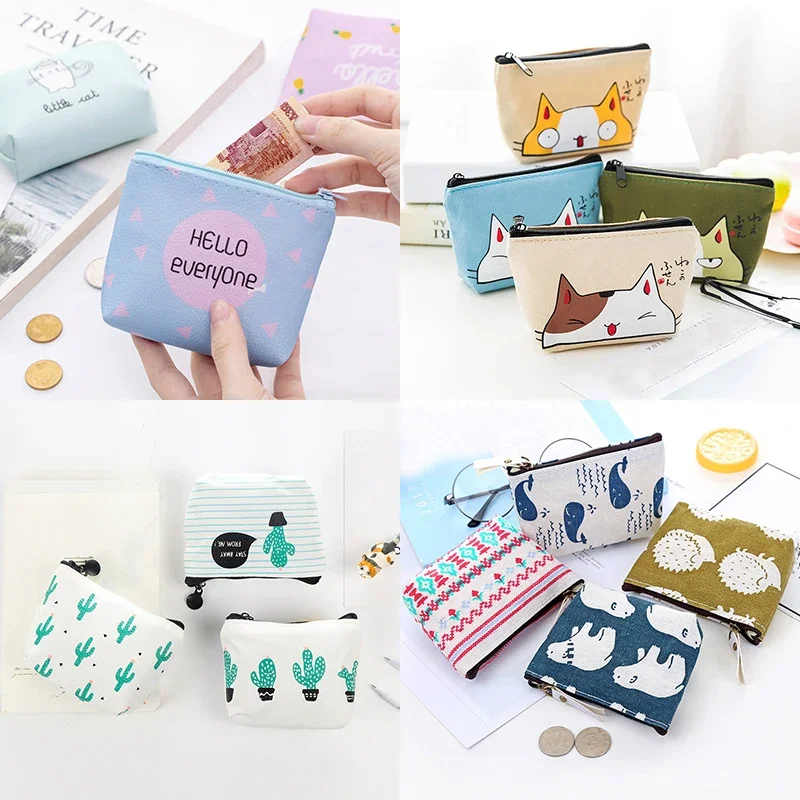 Monedero de lona para mujer, Mini monederos con llave para tarjetas, bolsa para niñas y niños, monedero pequeño con cremallera, tarjetero, cartera, funda