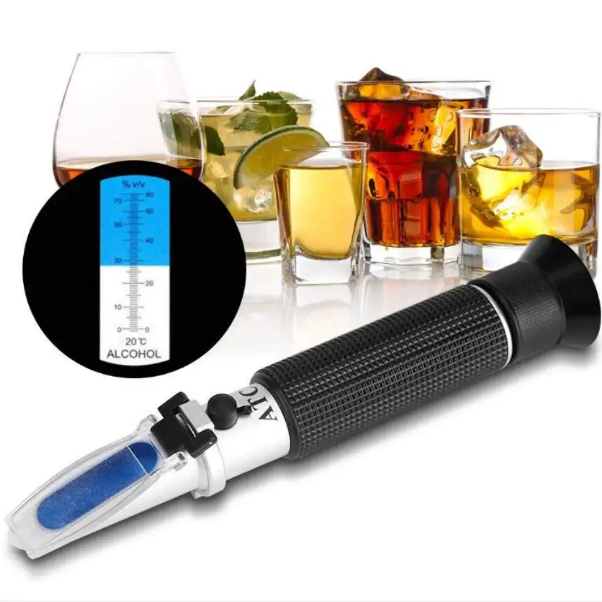 Refractómetro de Alcohol portátil 0-80% para espíritus, refractómetro de elaboración de licores domésticos, Detector de concentración de Alcohol