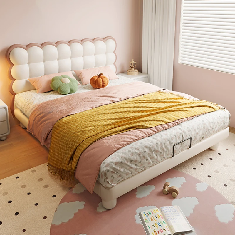 Pós-moderno moderno crianças cama meninas princesa rosa rainha cama componente villa luxo europeu letto matrimoniale móveis do hotel
