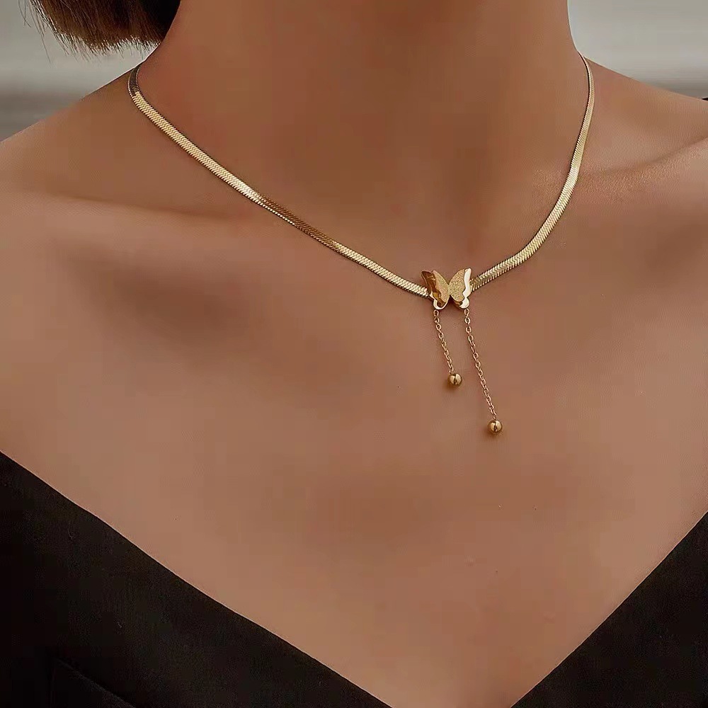Multilayer Vintage Schmetterling Halskette Für Frauen Gold Farbe 316L Edelstahl Klinge Schlange Kette Charms Halsband Schmuck Geschenk