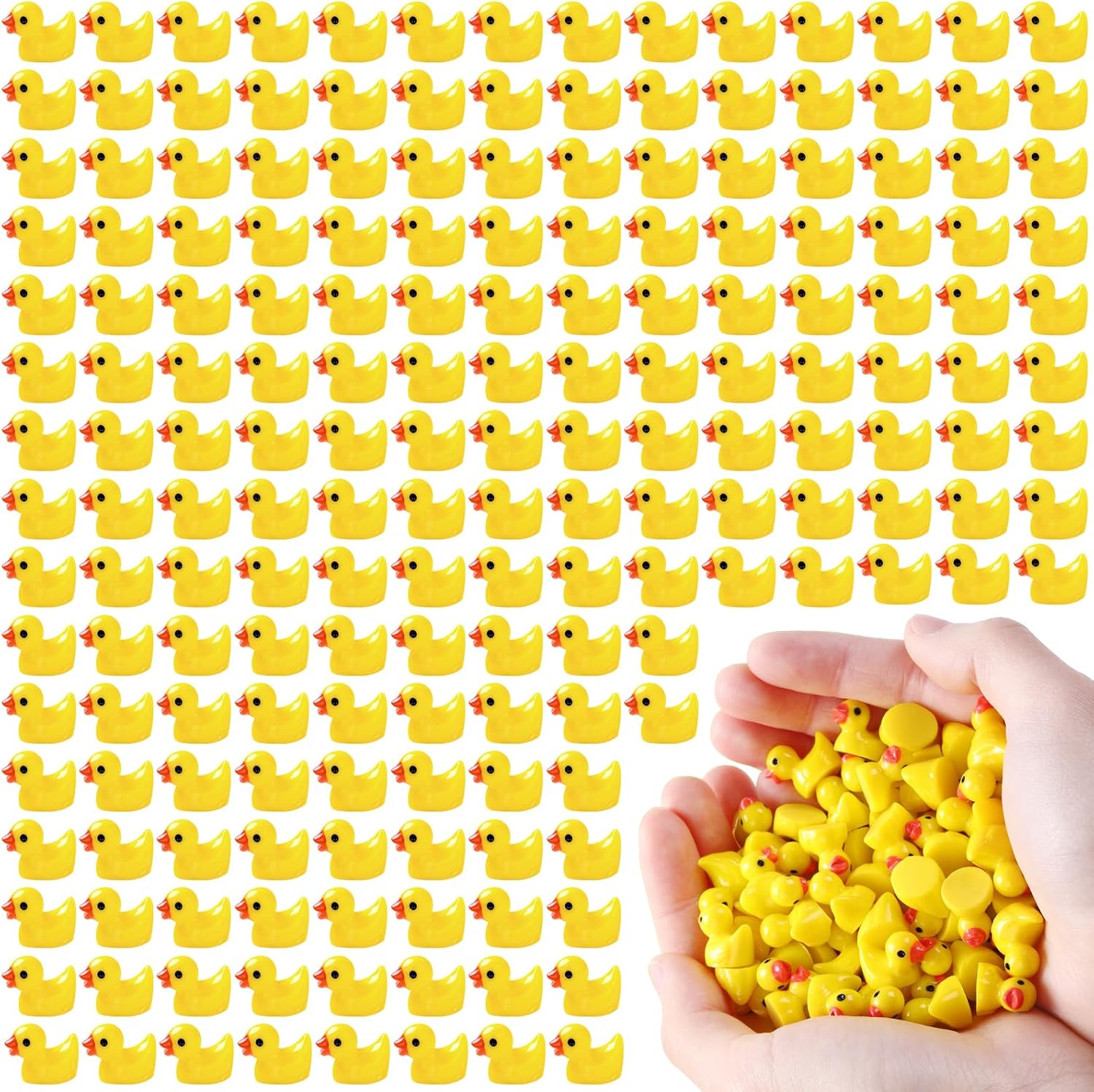 200 Uds Mini patos de resina patos pequeños amarillos Mini patos a granel figuras de pato pequeño artesanías de jardín pato pequeño paisaje plantas Hada