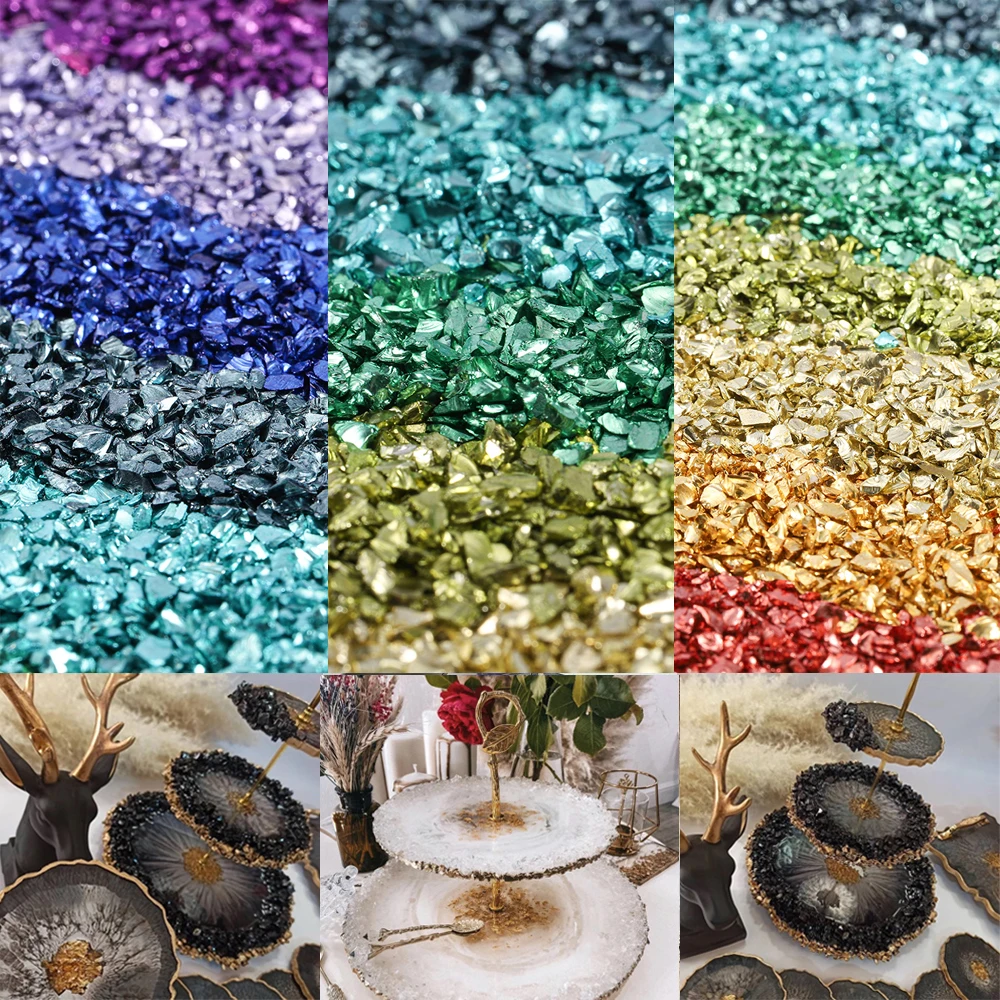 Relleno de piedra triturada de Metal de vidrio, decoración de mesa DIY, relleno de posavasos de fruta y pastel, cristal decorativo para Molde de resina Epoxy