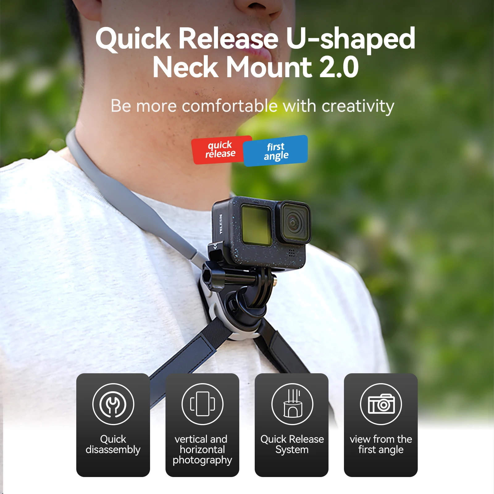 TELESIN Quick Release Silikon-Halshalterung mit magnetischem Halt für GoPro Hero Insta360 DJI Osmo Action Action-Kamera-Zubehör