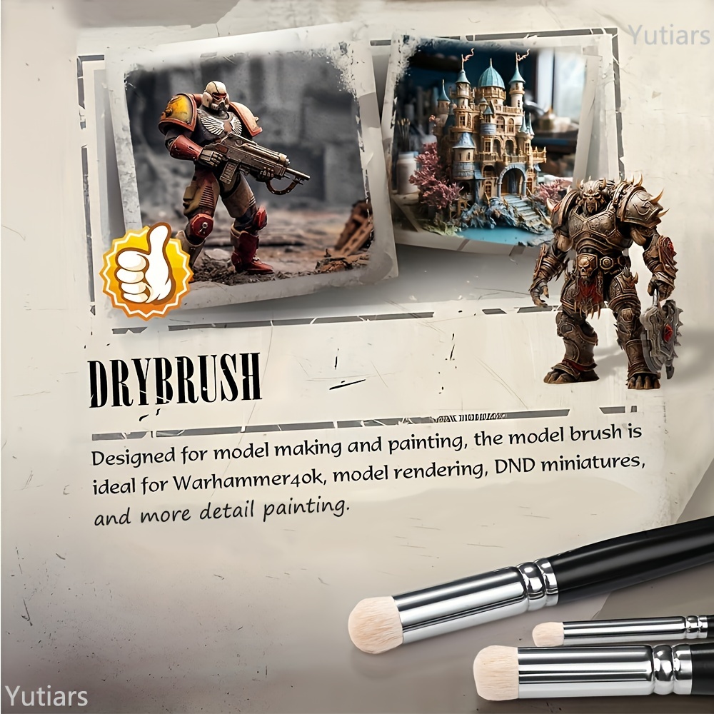 Dry Brush Miniature Painting, Dry Brush Set, Miniature Paint Brushes for 40K, Scale Model and Art Painting