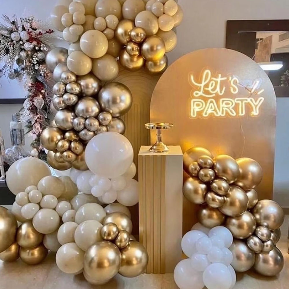 20Pcs Nude Metallic Champagne Cream White Transparent Balloon Wedding Anniversary Engagement Decorations