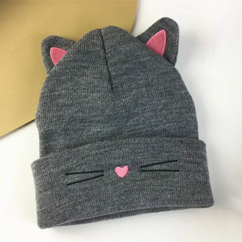 Gorro de otoño e invierno para niños pequeños, gorro de gato con animales encantadores de estilo europeo para niños pequeños y niñas, gorro elástico cálido para bebés de 1 a 5 años