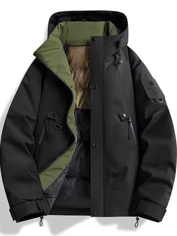 Jaqueta de Aodão ssa e Solta para Homens, Casaco de Inverno com Gola Alta, Estilo Puffer, Ajuste Casual e Jovial