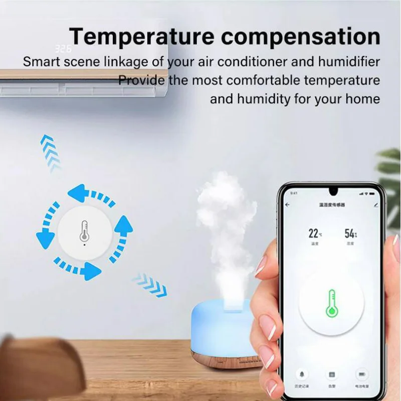 IHSENO Real Time Tuya Smart Life Zigbee Temperature And Humidity Sensor Thermometer Monitor Work for Alexa Google Home Assistant