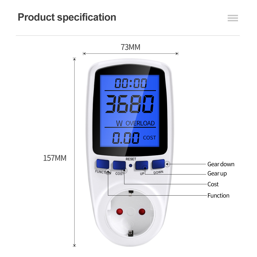 Wechselstrom digitaler Leistungs messer Watt meter Steckdose Leistung kWh Strom verbrauchs messer Mess steckdose LCD-Leistungs analysator eu us uk au