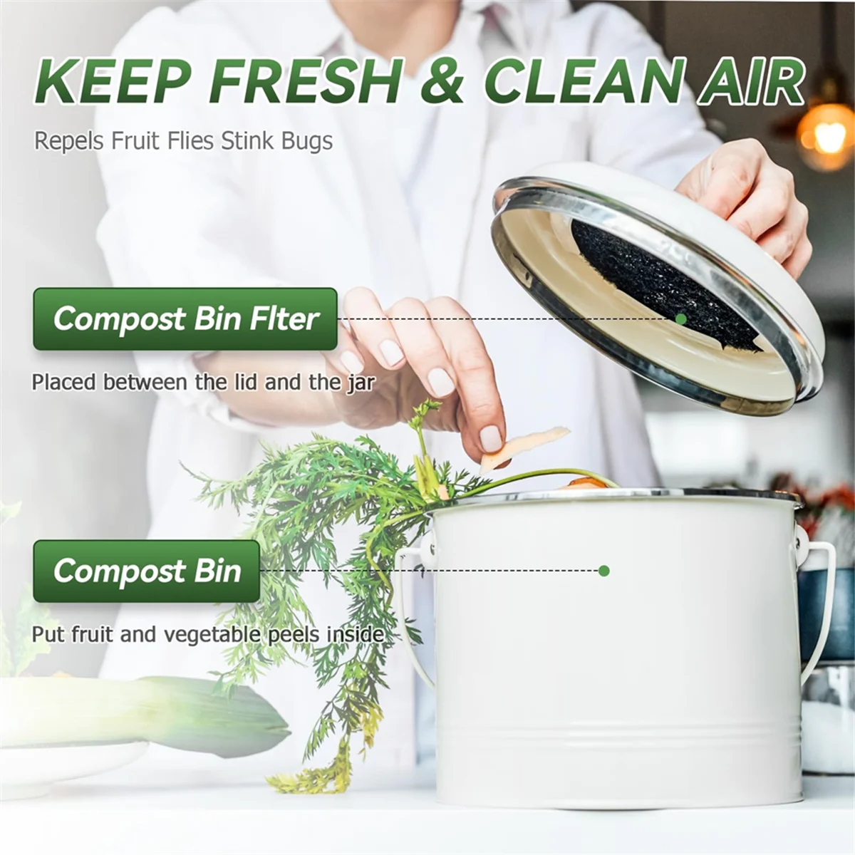 A72P Compost Bin Filter, 6.7 Inch Filters for Kitchen Compost Bucket Home Countertop Compost Pail Relpacement Filter,12 Pack
