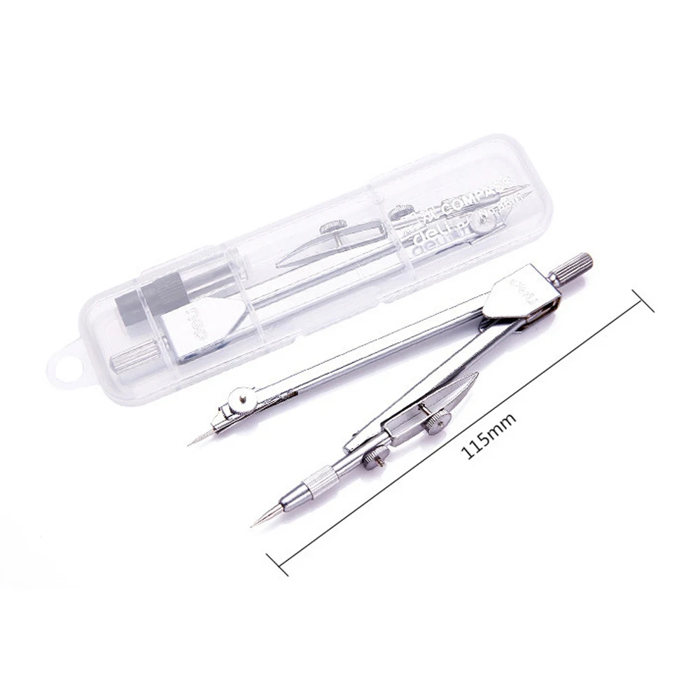 Stainless Steel Drawing Compass Math Geometry Tools for Circles School Supplies for Student Stationery Silver