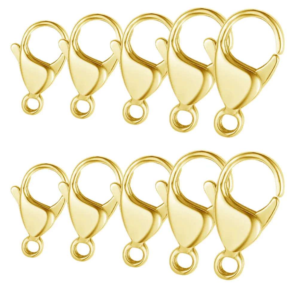 10 ชิ้น/ล็อตกระจกขัดเงา 316L สแตนเลส Lobster Clasp 9-19 มม.ไม่เคยเลือน DIY เครื่องประดับ Clasps สําหรับสร้อยคอสร้อยข้อมือทํา