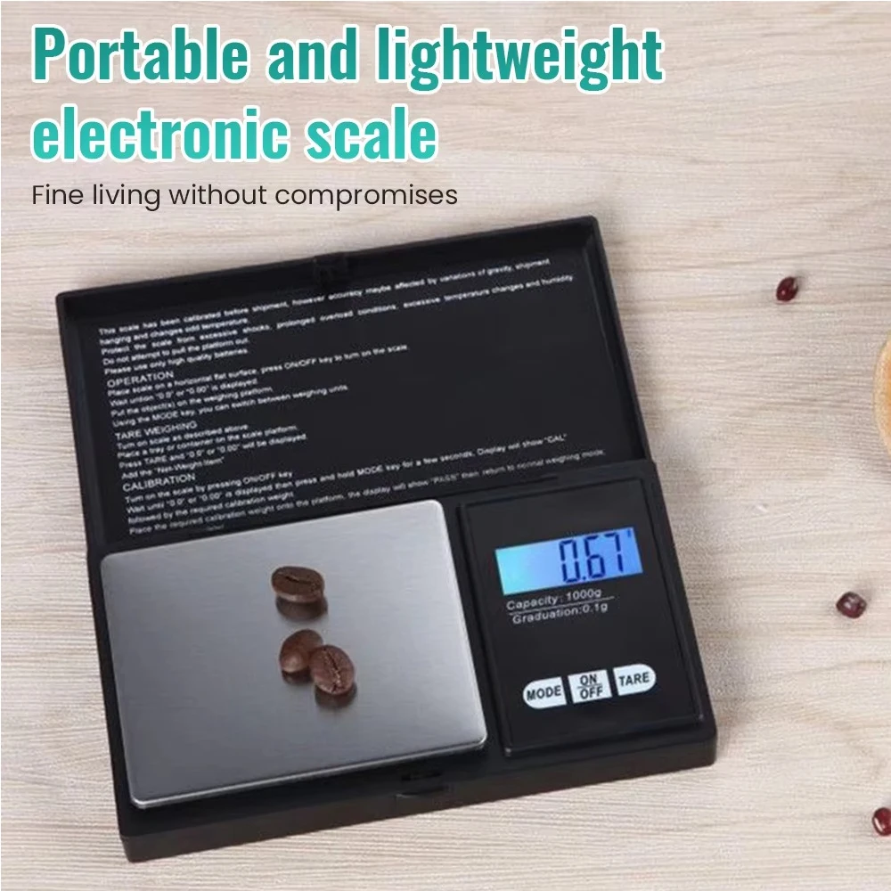 Mini báscula electrónica de alta precisión, báscula portátil de bolsillo para joyería, rango de precisión 1000G-0.1G con pantalla LCD