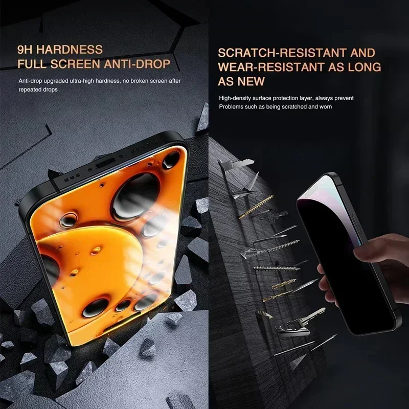 3Pcs Privacy Screen Protector for IPhone 16 12 13 14 15 Pro Max Mini Full Cover Anti-spy Glass for IPhone 11 17 X XS MAX 8 Plus