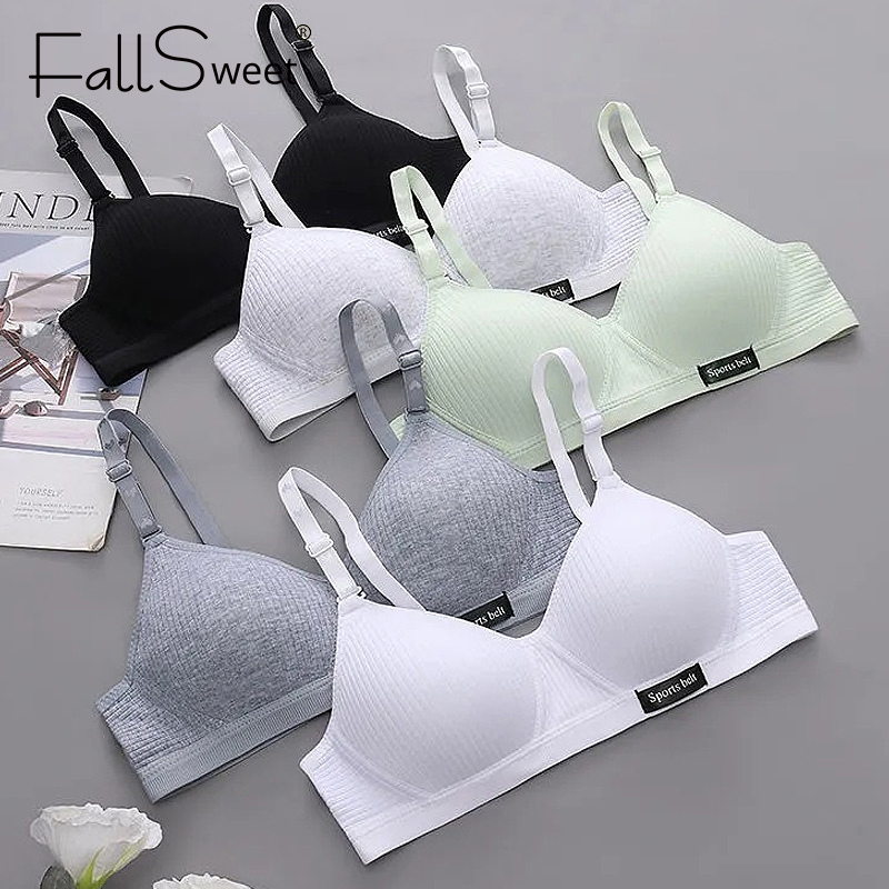 FallSweet kabelloser BH aus Baumwolle für Damen, nahtloser Push-Up-BH, bequeme V-förmige Raffung, Unterwäsche, AB-Cup, intime Dessous