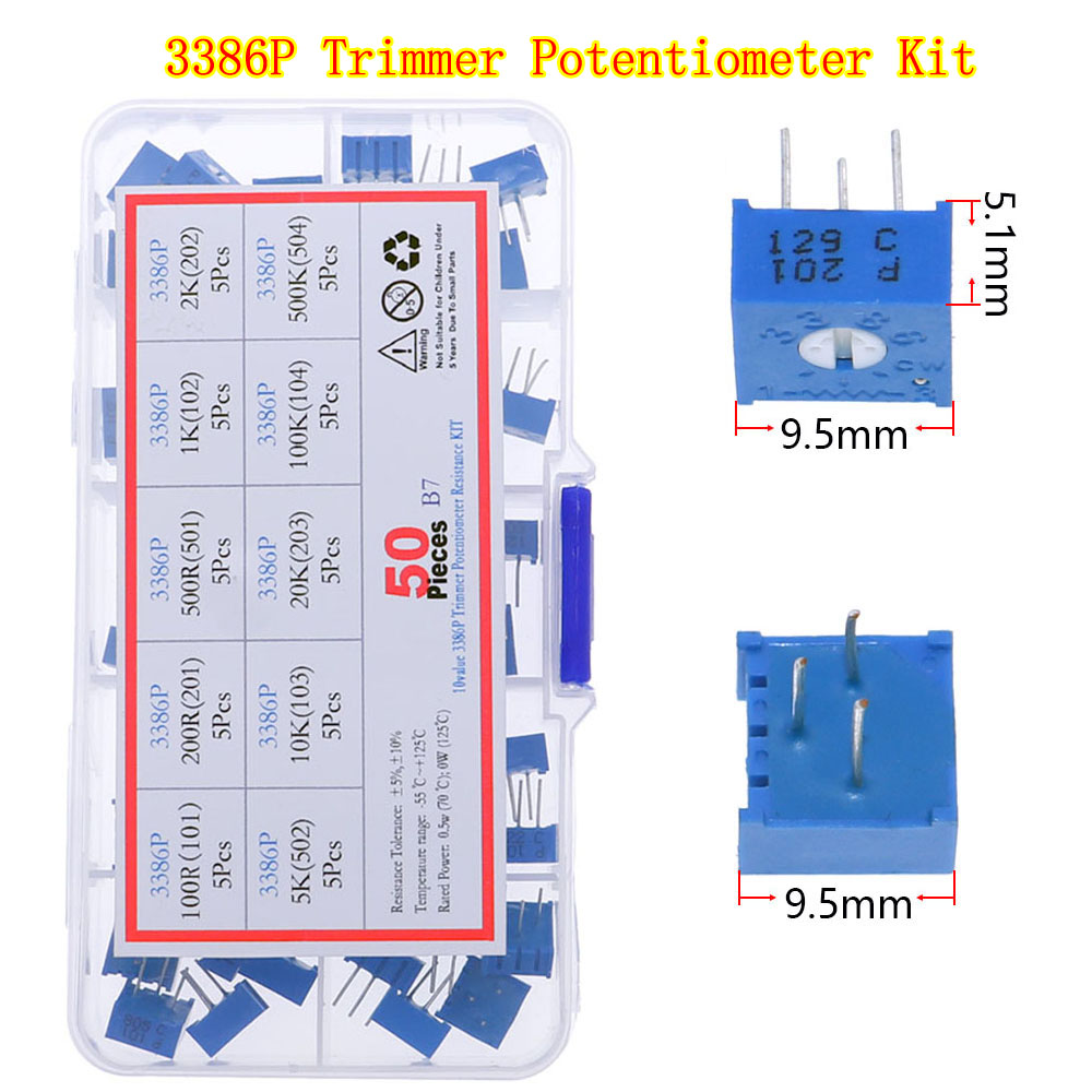 Kit de potenciómetro recortador, caja mixta de resistencias variables, 3296W, 3296X, RM063, RM065, 3362P, 3386P, 3266W, 3006P, 100ohm-1M