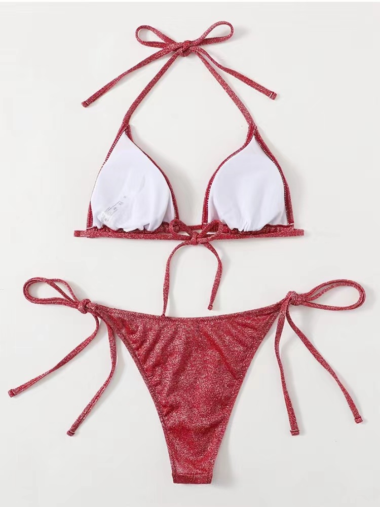 Shiny Sexy Bikini Set Dreieck Bikinis Bandage Badeanzug Frauen Zwei Stück Bademode Sommer Biquini Neue Bademode Push-Up Bikini