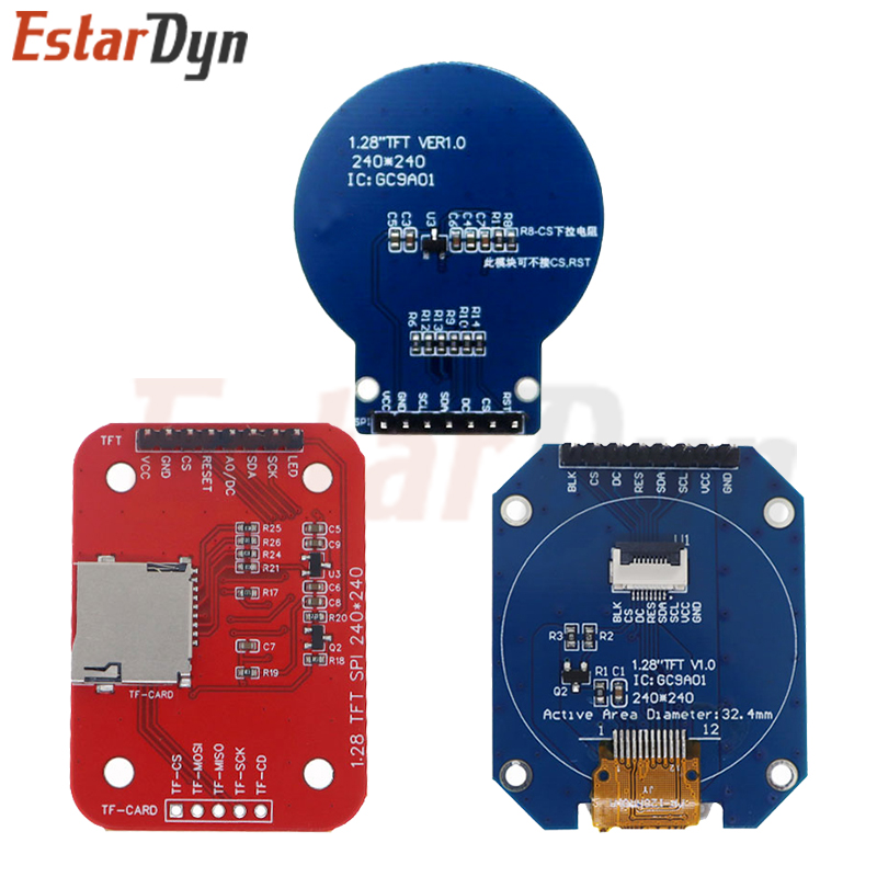 1.28 inch TFT LCD Display Module Round RGB IPS HD 240x240 Resolution GC9A01 Driver 4 Wire SPI Interface Adapter Board