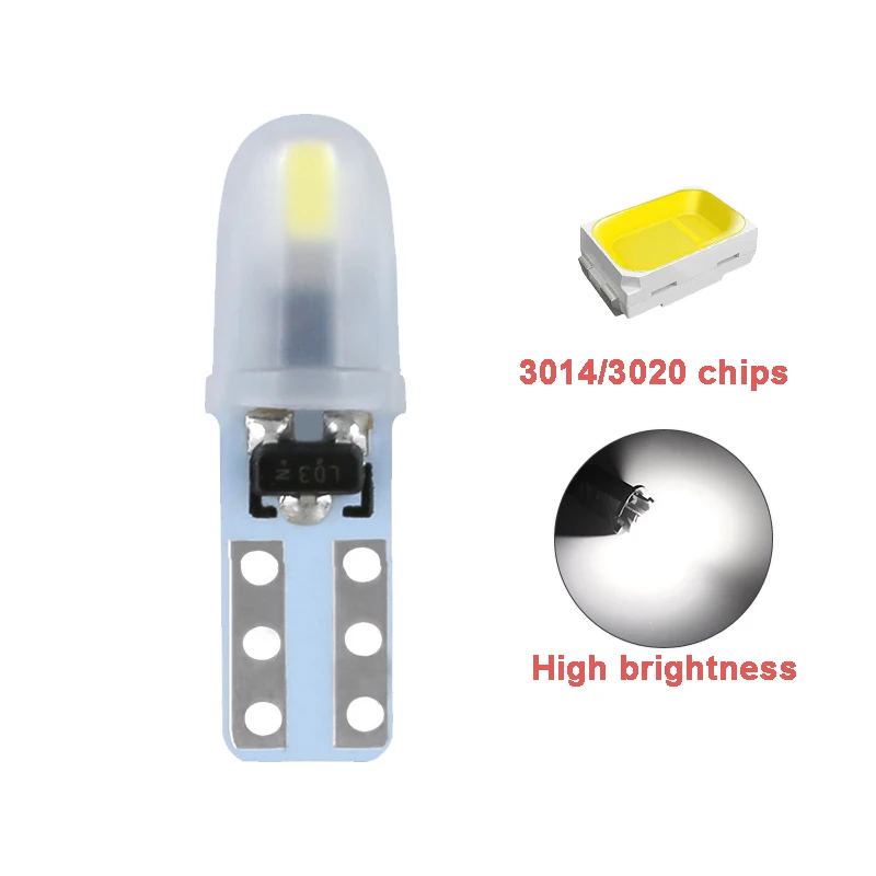 10pcs T5 12V 3020 Chips Led Car Light bulb for Indicator Light Instrument Light Makeup lamp