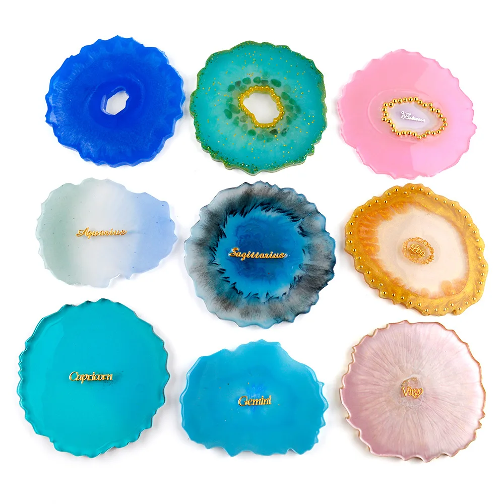 1 Uds. Molde de silicona de resina de posavasos Irregular, Moldes de resina epoxi UV para hacer copa de vino, bandeja de posavasos de café, herramientas de joyería artesanales