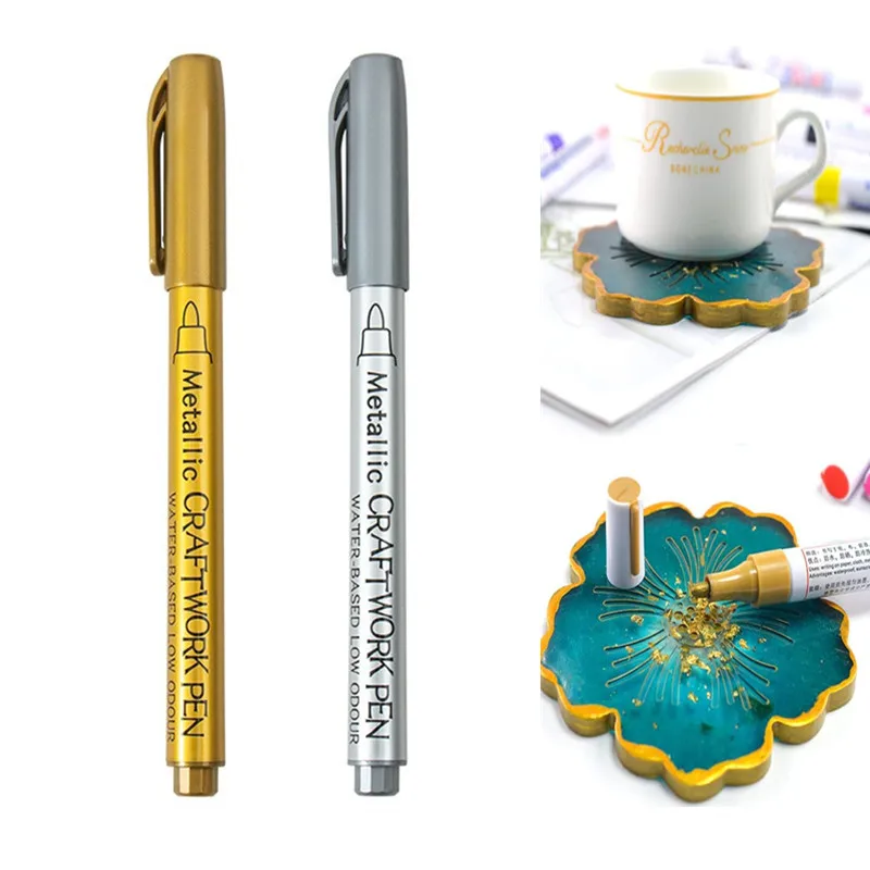 Paint Pen Gold Silver Metallic Permanent Acrylic Markers, Waterproof Metallic Acrylic Paint Pens Markers for Resin Epoxy Craft