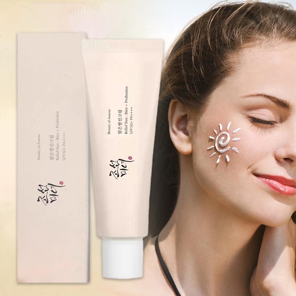 Protector solar SPF50 +, bloqueador Solar probiótico de arroz coreano, crema para blanquear la piel, bloqueador solar Anti UV, suero hidratante suave Facial, 50ml