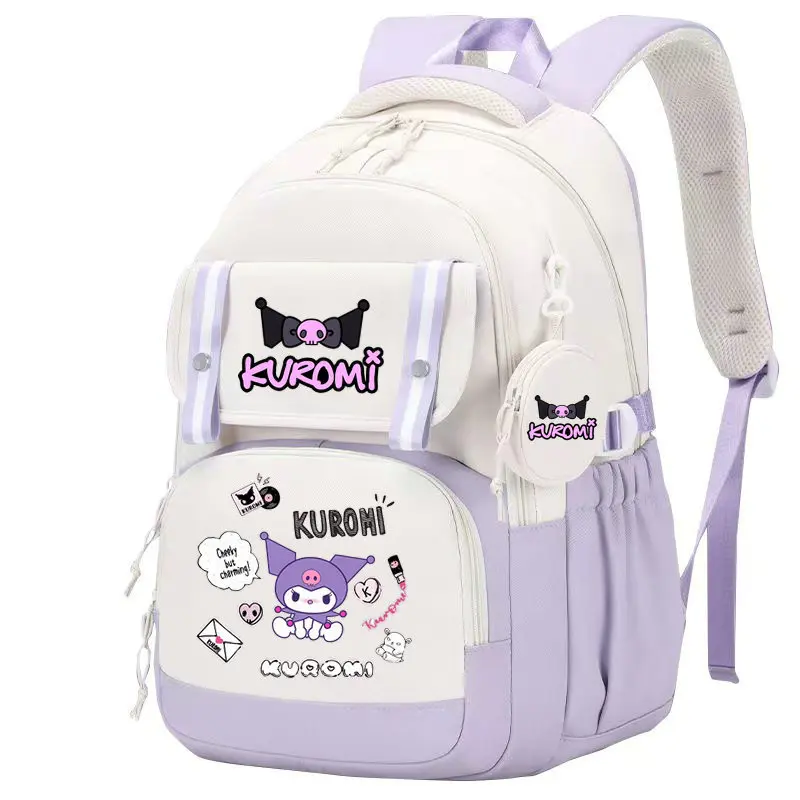 Zaino Kuromi Cartoon per ragazze Ragazzi Adolescenti Zaino per bambini con portamonete Borse da scuola casual Zaini da viaggio Mochila