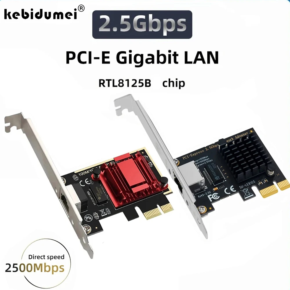 Сетевая карта 2.5G PCI-E к RJ45, чип RTL8125B, 100/1000 Мбит/с, 2,5 Гбит/с, Ethernet, гигабитный проводной адаптер контроллера локальной сети для Win7/10/11