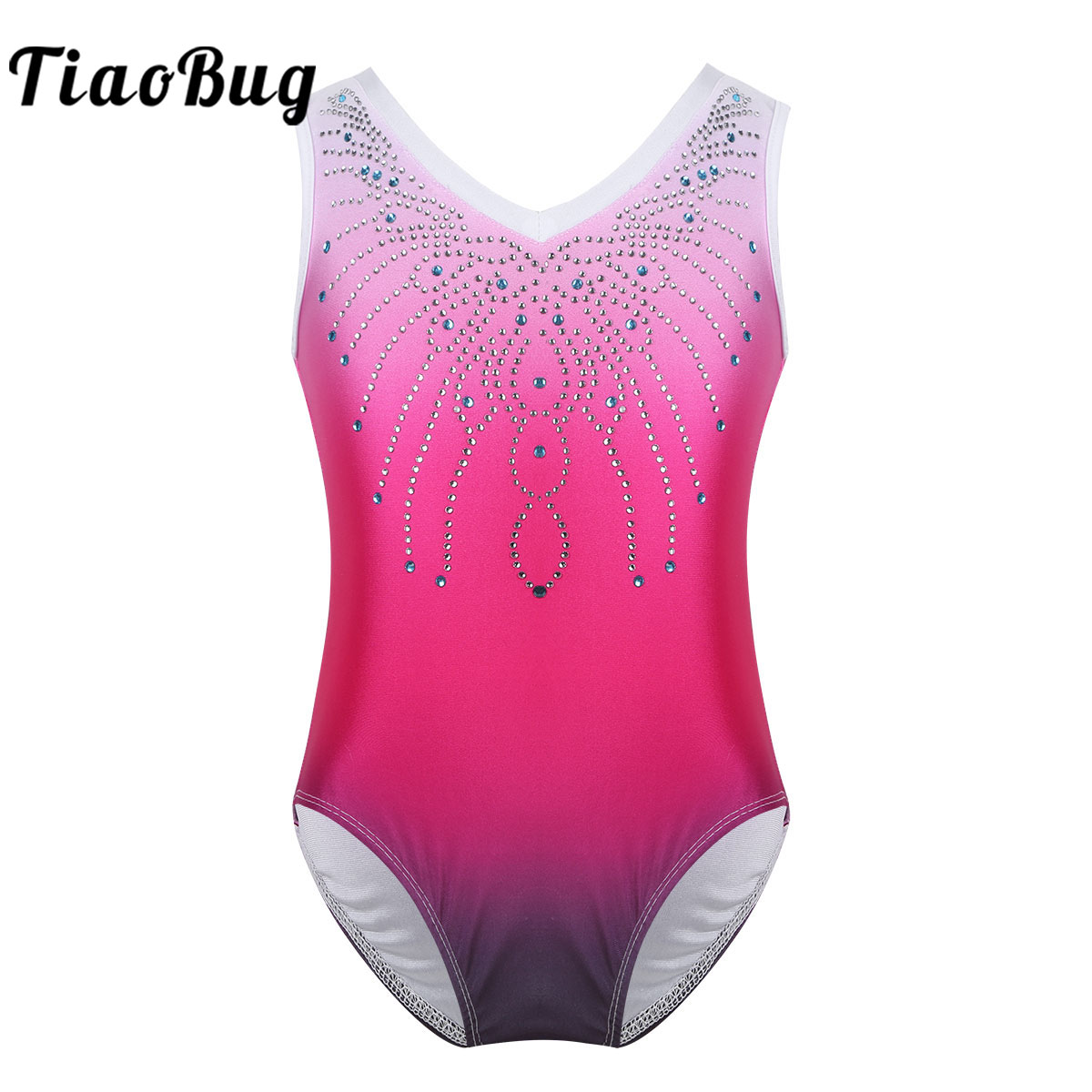 Kinder Mädchen Ärmellose Mesh Diamanten Ballett Tanz Trikot Gymnastik Body Dancewear Eiskunstlauf Leistung Kleidung