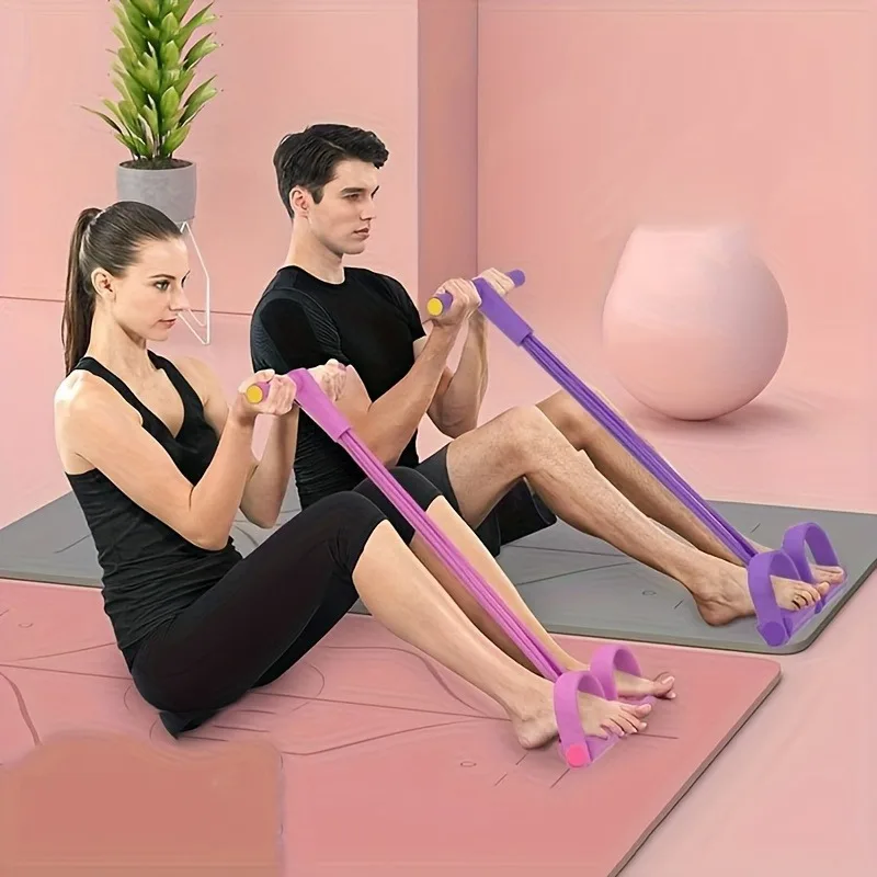 Macchina per trazioni addominale a quattro tubi addensata per donne, attrezzature per il fitness yoga a casa con corda per esercizi
