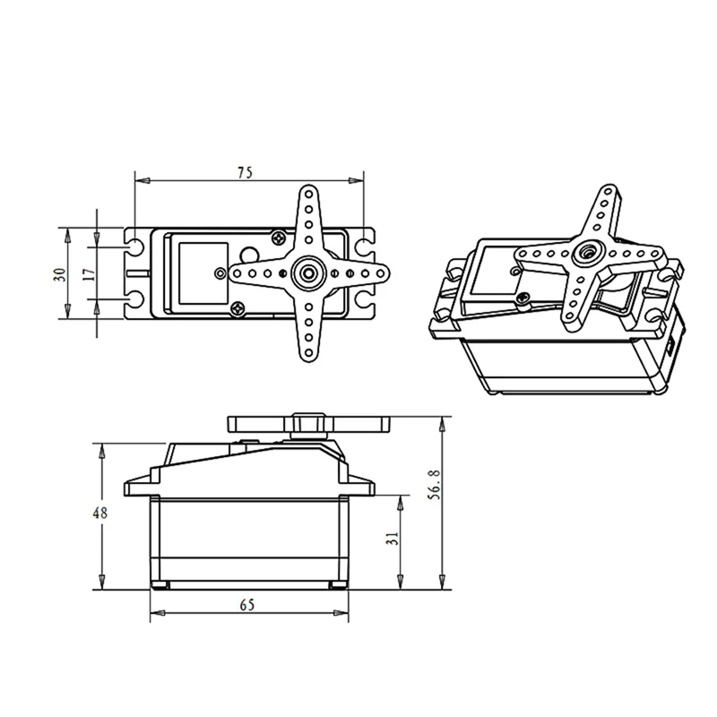 CKFAM-150KG 12V RDS51150 Servo robótico de metal digital de eixo duplo com suporte de montagem em U à prova d'água