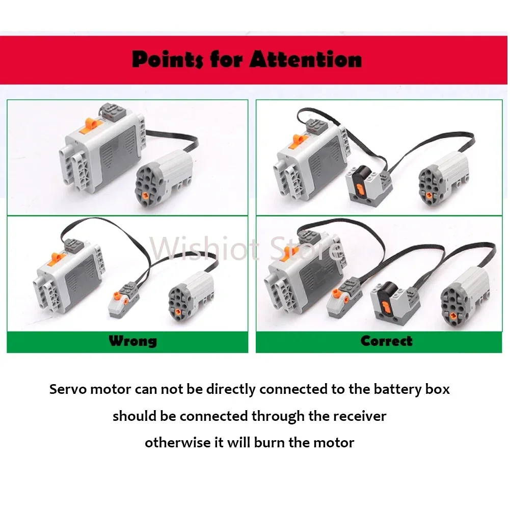 Juego de 6 uds de funciones de potencia L Motor 88003 servomotor 88004 caja de batería AA 8881 receptor de Control remoto de velocidad IR bloques de construcción MOC