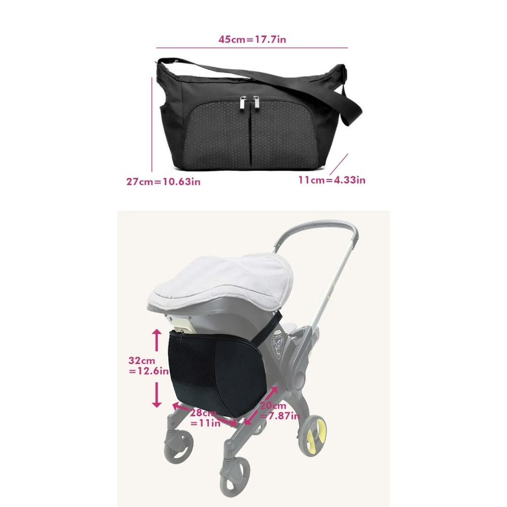 mama opbergtas voor doona Kinderwagenaccessoires draagbare luiertas compatibel met kinderwagen zwarte waterdichte opbergtas