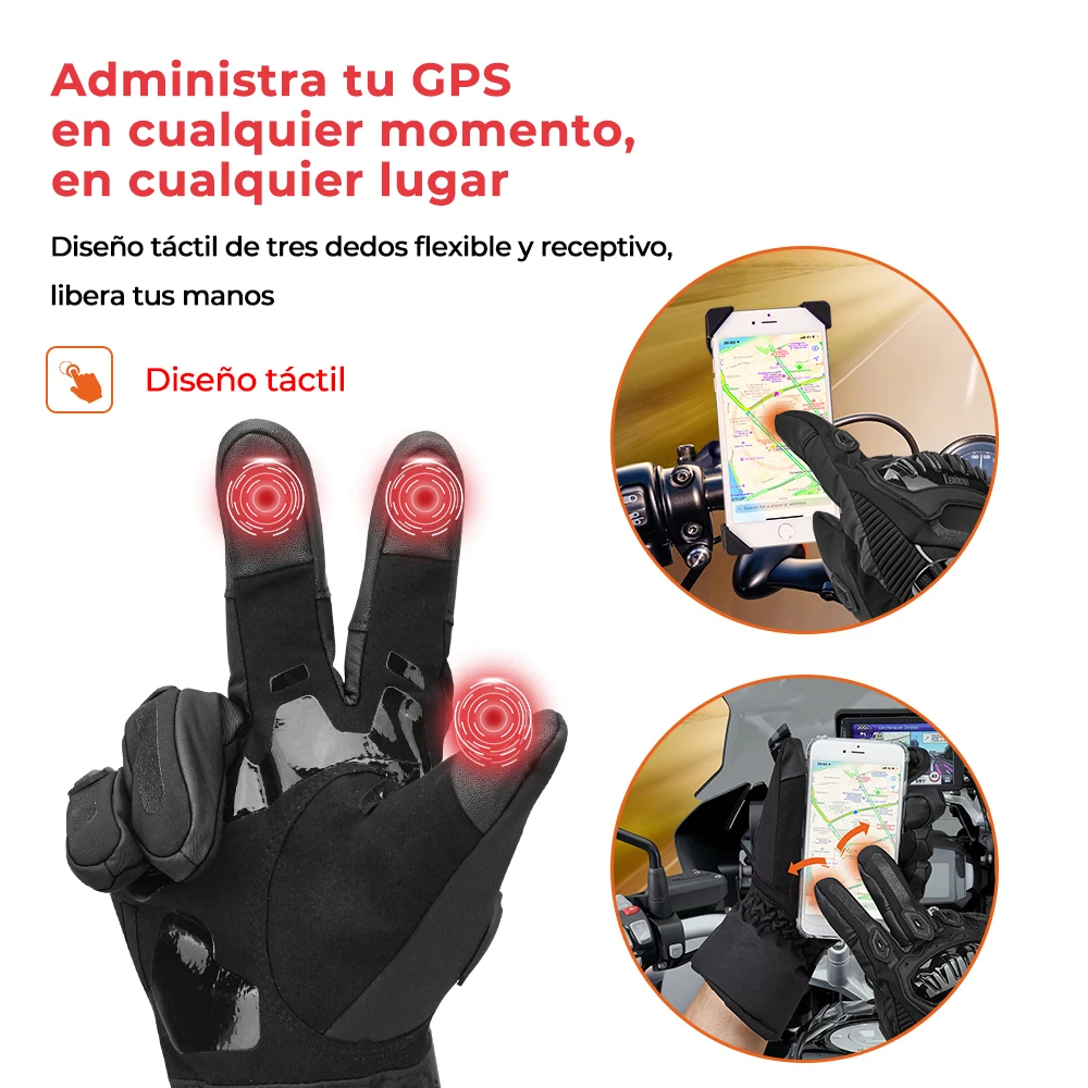 KEMiMOTO 2KP Certificación CE Guantes de moto Invierno Otoño Guantes de moto negros Pantalla táctil cálida Guantes impermeables a prueba de viento Protección de carcasa dura para Motocross ATV UTV