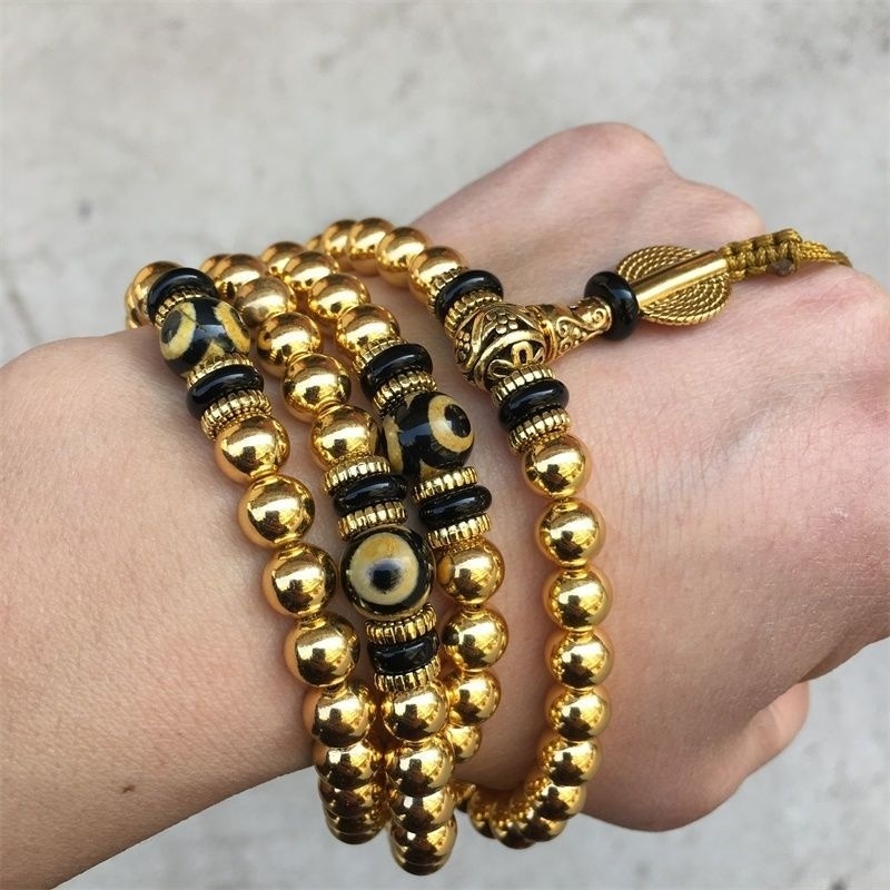 チベット男性の仏教数珠オリジナル数珠自己防衛ブレスレットレトロマルチサークル真鍮ネックレス瑪瑙 Dzi ビーズ