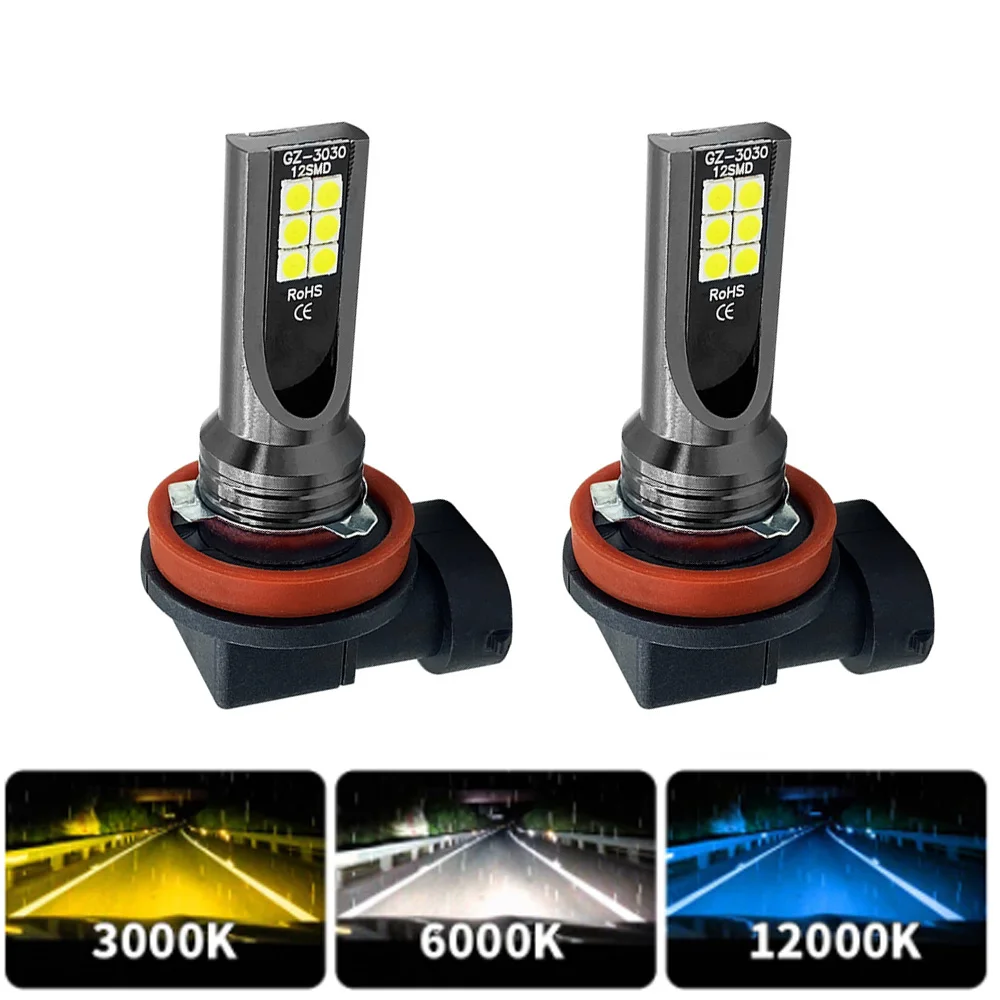 2 uds H11 H8 H4 H7 H1 H16 H3 H10 9005 HB3 9006 HB4 luces antiniebla LED para coche 6000K bombillas de faros 3000K 12000K 4300K lámpara antiniebla automática
