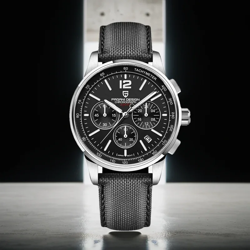 Pagani design 2024 nova moda de luxo casual relógio quartzo masculino vk63 100m à prova dwaterproof água vidro safira relógio aço inoxidável